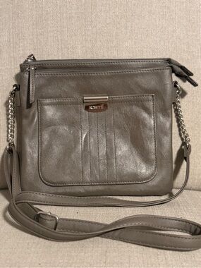 Rosetti Gray Triple Zip Crossbody Organizer Bag